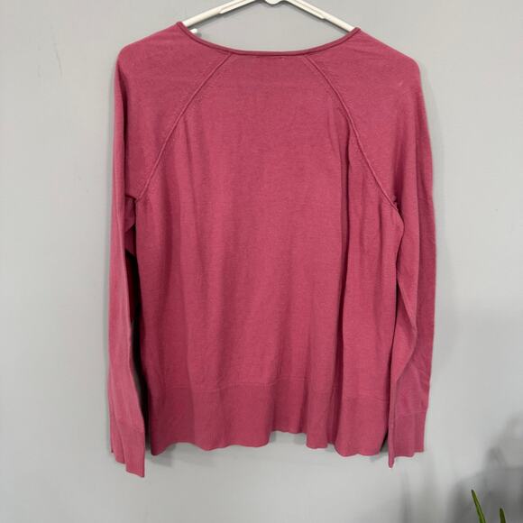 J. Jill Silk & Cotton Muted Pink Pullover Sweater V-Neck Size Medium 55% Silk - Picture 2 of 6